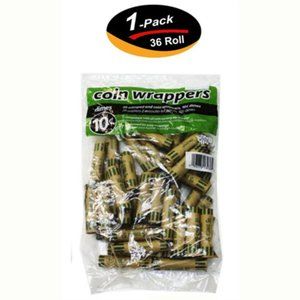 36 ROLLS PREFORMED DIMES COIN WRAPPERS TUBES 10 CENTS (Holds $ 5 Each) (1 Pack)